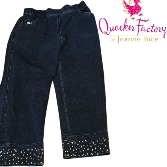 Quacker Factory Pants - QUACKER FACTORY DreamJeannes Convertible Capris w Multicolor Embellishment XXS